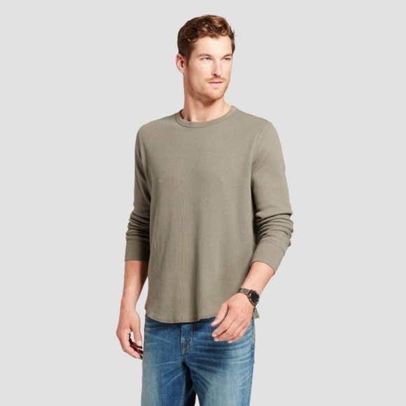 NWOT GOODFELLOW LONG SLEEVE ARMY GREEN SHIRT - Picture 1 of 2